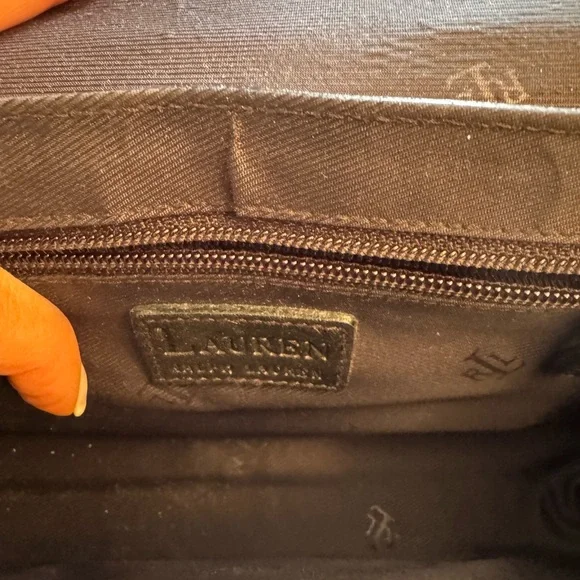 Lauren Ralph Lauren Black Woven Leather Shoulder Bag - Picture 6 of 6